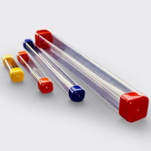 Clear Square Plastic Tubes | Won't Roll, 5 Stock Sizes | VisiPak